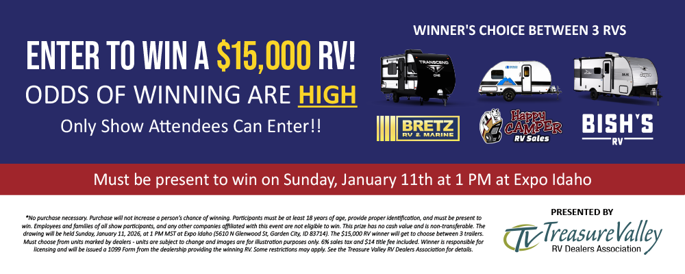 Enter to win an RV during the 44th Annual Idaho RV SuperShow and Sale, January 8-11, 2026